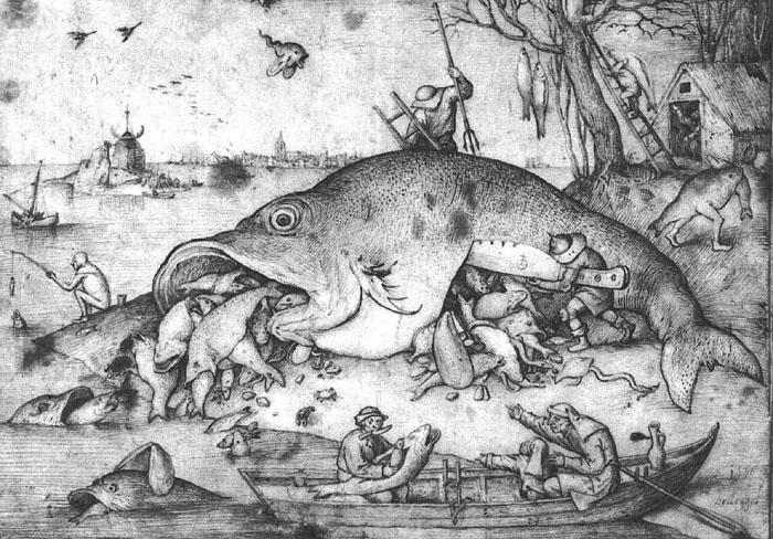 BRUEGEL, Pieter the Elder Big Fishes Eat Little Fishes g china oil painting image